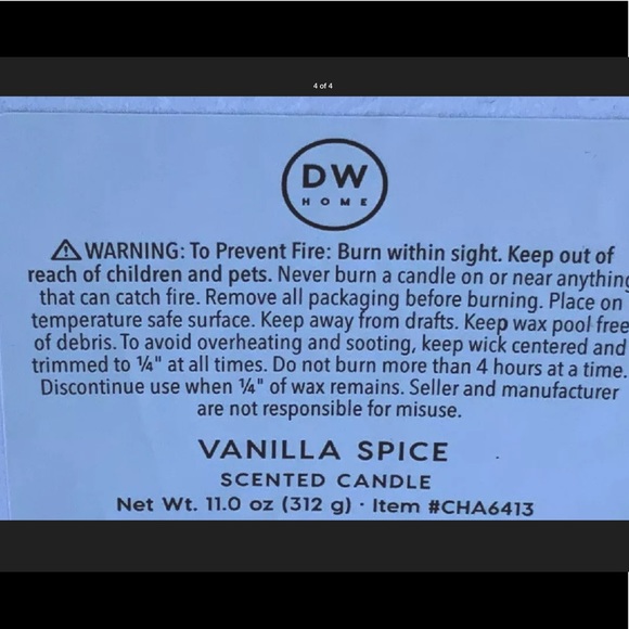 DW HOME VANILLA SPICE CANDLE RICHLY SCENTED BOX - Picture 4 of 4